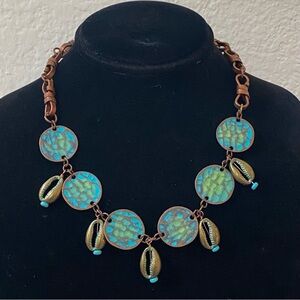 NWOT handcrafted turquoise and bronze inspired necklace